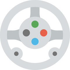 Silver Racing Game Steering Wheel With Colorful Buttons And Transparent Background