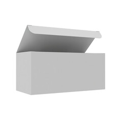 3D Render a white box with a lid open on a white background