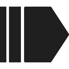 Simple Black Forward Arrow Icon with Three Vertical Lines on a Transparent Background