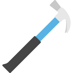 Silver Claw Hammer with Blue and Black Handle on White Background Tools and Construction Concept