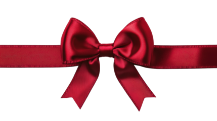 Red Satin Bow with Ribbon isolated on a transparent background 1
