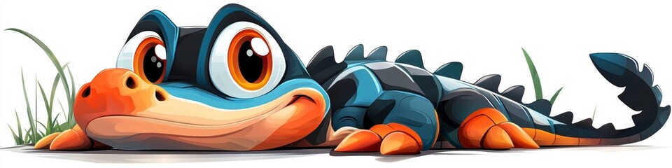 Colorful cartoon lizard character animated scene digital illustration playful environment fun perspective creative concept