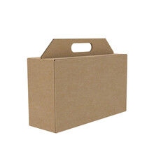 3D Render a brown box with a handle on a white background