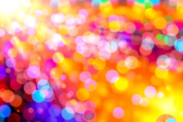 A soft and dreamy bokeh background featuring a blend of warm orange, pink, and purple tones. The glowing circles and blurred light create a calm yet colorful atmosphere suited for design templates
