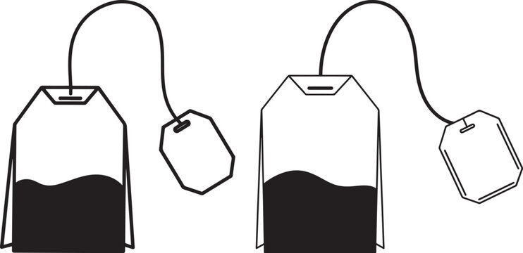 Two tea bags with strings and tags silhouette