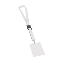 3D Render a white id card holder with a lanyard