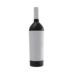 3D Render a bottle of wine with a white label on it