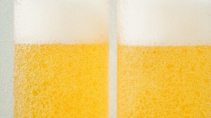 Two glasses of cold beverage. Bubbles in liquid