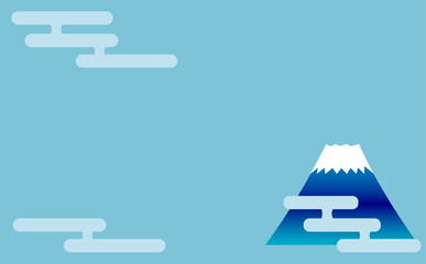 シンプルな富士山と雲の和柄背景イラスト