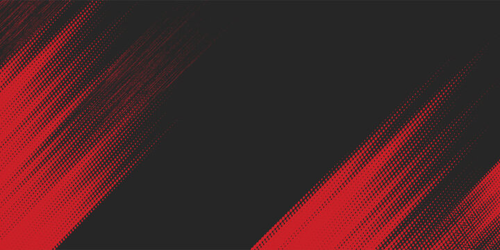 Dynamic black and red grunge halftone abstract background with diagonal brush stroke texture, modern edgy design suitable for sports posters, gaming banners, racing themes, digital ads, n high-energy.