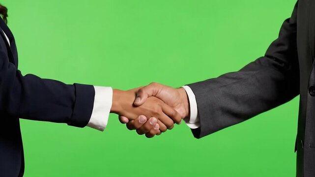 Business Agreement Handshake on Green Screen Successful Deal Partnership Corporate Cooperation