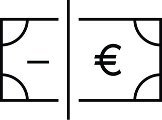 Simple black and white icon representing euro currency exchange