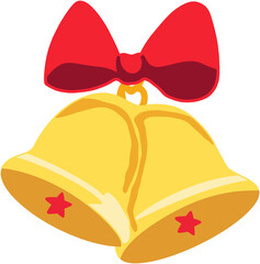 Festive Golden Christmas Bells Adorned with a Bold Red Bow, Symbolizing Joyful Holiday Celebrations and Seasonal Festivities