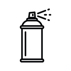 Simple line art icon of a spray can dispensing liquid