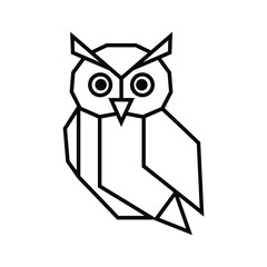 Geometric origami owl illustration in black and white