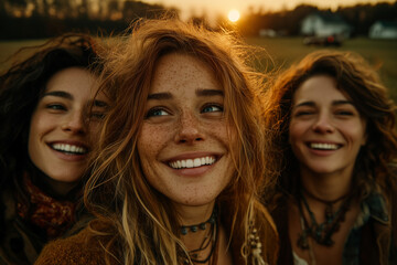 Golden Hour Laughter in a Sunlit Meadow