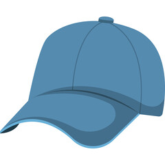 Simple Blue Baseball Cap With A Curved Brim And A Button On Top Isolated On A Transparent Background Vector Graphic