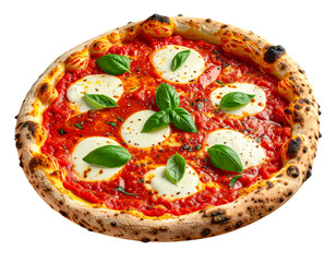 Side-Angle Pizza Margherita with Rustic Baked Crust PNG