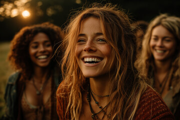 Golden Hour Laughter in a Sunlit Meadow