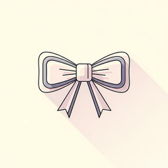 Decorative pink bow illustration with flat design and shadow  