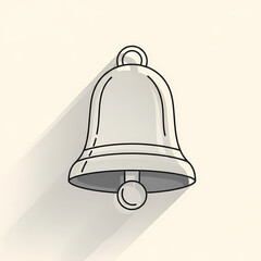 Hand-drawn bell icon with shadow on soft beige background  