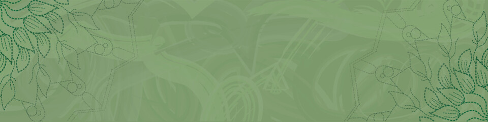 Leafy mandala designs with copy space, luxury color, intricate details, vector on a green solid violet Background for presentations