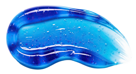 Glossy electric blue gel smear vivid crystal shine on background white