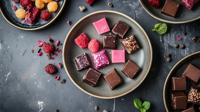 Vegan gluten free organic candy on small dishes and non Vegan