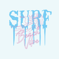 Surf Beach Vibes Line drawing vector graphic illustration.eps