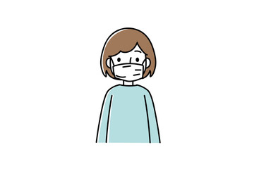 マスクをしている女性のイラスト