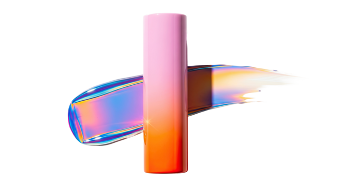 Gloss finish gradient tube and reflective smear over bright white
