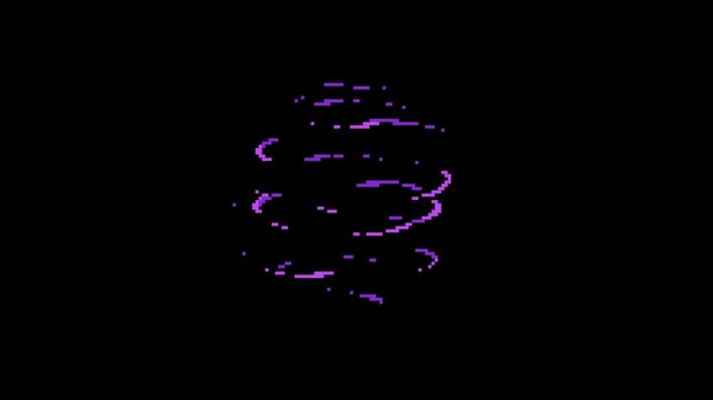 circle shape purple explosion effect in pixel art style with black background loop animation