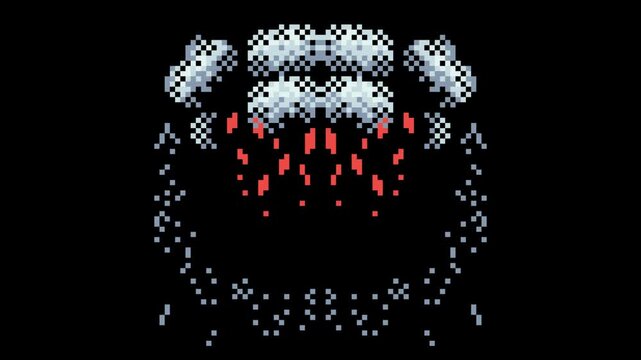 big explosion loop animation in pixel art style with black background