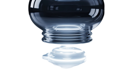 Glassy premium jar with luminous glossy smear beneath