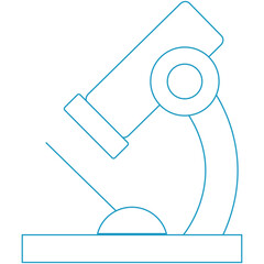 Simple Blue Line Art Illustration of a Microscope on a Transparent Background representing Science...