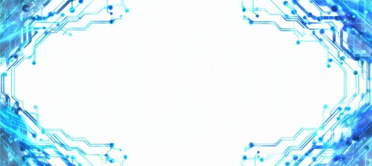 Modern HUD display circuit network on white background. Copy space for text and advert. Generative AI technology.	
