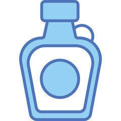 Simple Blue Outline Of A Jug With A Handle And A Circular Label On A Transparent Background