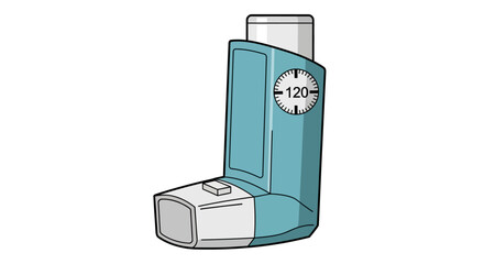 An inhaler light blue with a digital counter