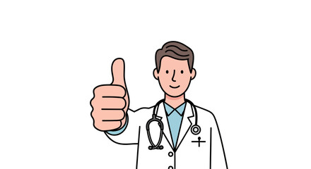 Doctor giving a thumbs up White coat stethoscope