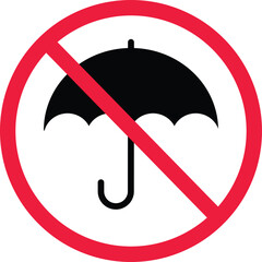Prohibited umbrella icon. No umbrella symbol. Umbrella not allowed. Forbidden umbrella sign. flat style.