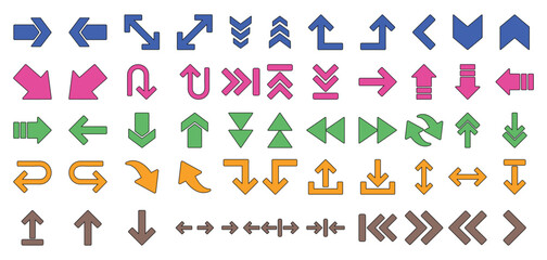 Vector illustration of a collection of arrow icons