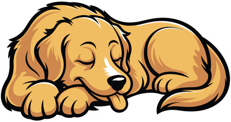 Cute Labrador dog vector illustration in relaxed lying position with tongue out and happy expression &mdash; ideal for greeting cards, nursery prints, and pet-themed digital designs.