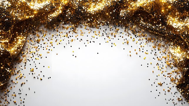 Sparkling golden glitter on a white background ready for celebrations and events