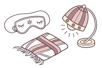 Cozy bedtime items with desk lamp sleep mask eye mask