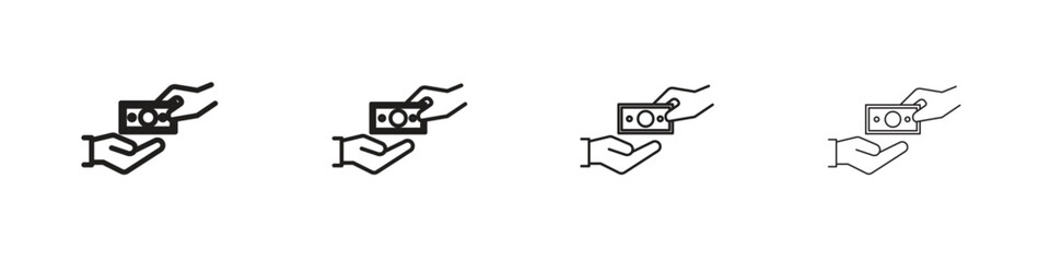 Obraz premium Hand money exchange icon. Vector isolated pictograms.