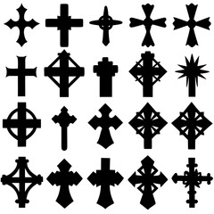 Collection of Black Christian Cross Silhouettes religion