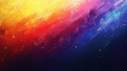 Fototapeta premium A vibrant, abstract watercolor painting showcases a gradient of colors, transitioning from yellow to orange, red, pink, purple