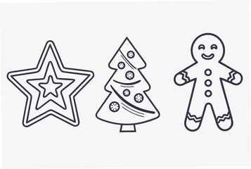 Christmas cookie icons star tree gingerbread man vector