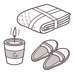 Relaxation elements line art with gray and beige accents