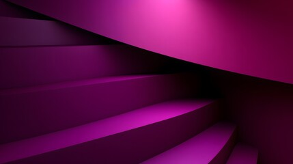 Curved staircase illuminated in vibrant purple light creates a modern and artistic atmosphere for visitors